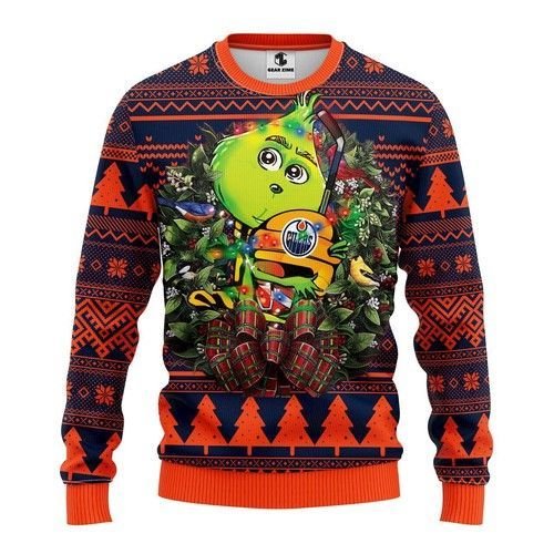 Nhl Edmonton Oilers Grinch Hug Ugly Christmas Sweater Nhl Edmonton Oilers Grinch Hug Ugly Christmas Sweater