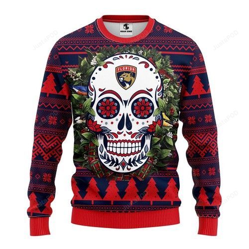 Nhl Florida Panthers Skull Flower Ugly Christmas Sweater Nhl Florida Panthers Skull Flower Ugly Christmas Sweater