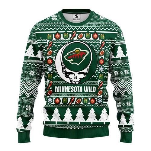 Nhl Minnesota Wild Grateful Dead Ugly Christmas Sweater Nhl Minnesota Wild Grateful Dead Ugly Christmas Sweater