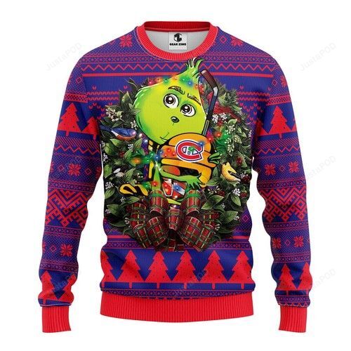 Nhl Montreal Canadiens Grinch Hug Ugly Christmas Sweater Nhl Montreal Canadiens Grinch Hug Ugly Christmas Sweater