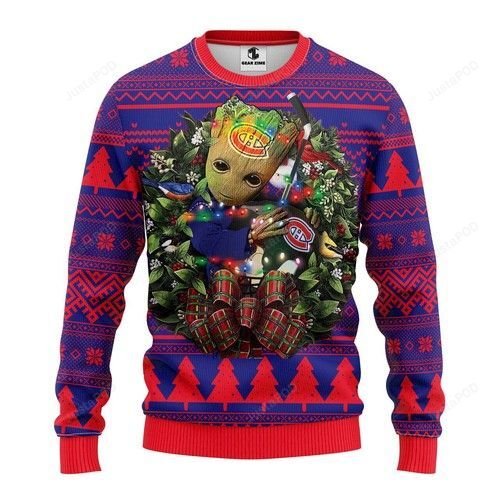 Nhl Montreal Canadiens Groot Hug Ugly Christmas Sweater Nhl Montreal Canadiens Groot Hug Ugly Christmas Sweater