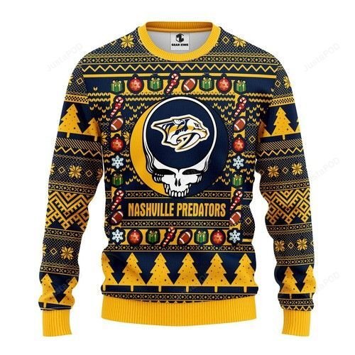 Nhl Nashville Predators Grateful Dead Ugly Christmas Sweater Nhl Nashville Predators Grateful Dead Ugly Christmas Sweater