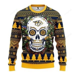 Nhl Nashville Predators Skull Ugly Christmas Sweater