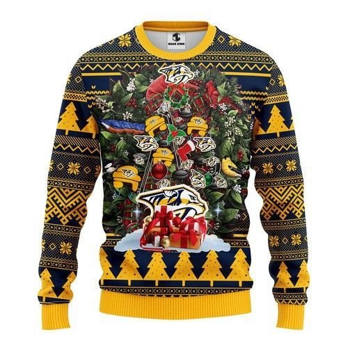 Nhl Nashville Predators Tree Christmas Ugly Christmas Sweater Nhl Nashville Predators Tree Christmas Ugly Christmas Sweater