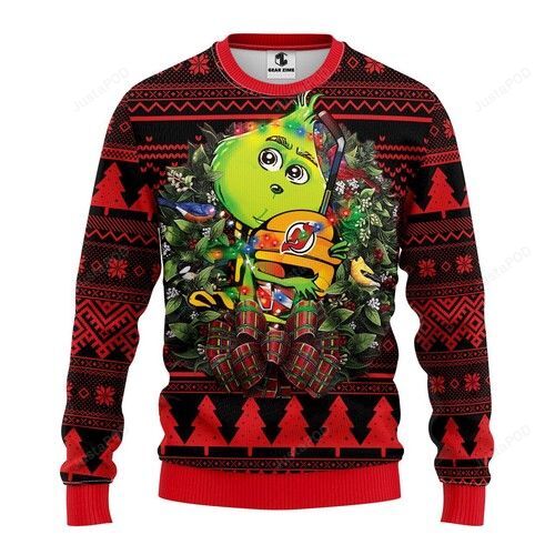 Nhl New Jersey Devils Grinch Hug Ugly Christmas Sweater Nhl New Jersey Devils Grinch Hug Ugly Christmas Sweater