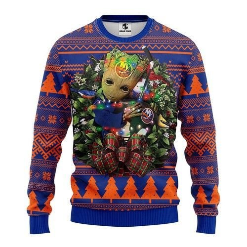 Nhl New York Islanders Groot Hug Ugly Christmas Sweater Nhl New York Islanders Groot Hug Ugly Christmas Sweater