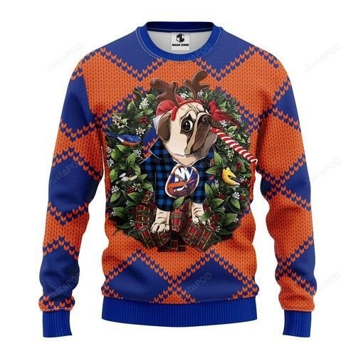 Nhl New York Islanders Pug Dog Ugly Christmas Sweater Nhl New York Islanders Pug Dog Ugly Christmas Sweater
