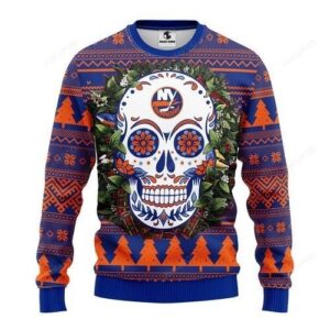 Nhl New York Islanders Skull Ugly Christmas Sweater
