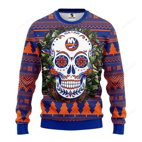 Nhl New York Islanders Skull Ugly Christmas Sweater Nhl New York Islanders Skull Ugly Christmas Sweater