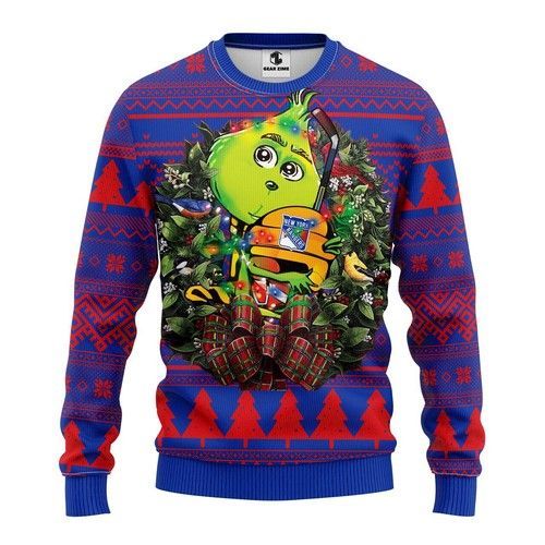 Nhl New York Rangers Grinch Hug Ugly Christmas Sweater Nhl New York Rangers Grinch Hug Ugly Christmas Sweater
