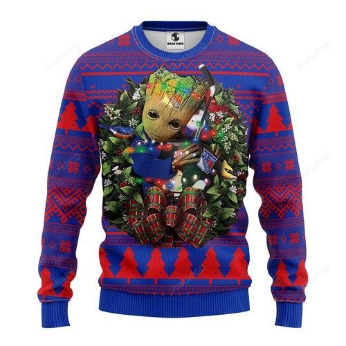 Nhl New York Rangers Groot Hug Ugly Christmas Sweater Nhl New York Rangers Groot Hug Ugly Christmas Sweater