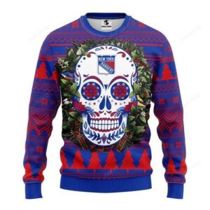 Nhl New York Rangers Skull Ugly Christmas Sweater