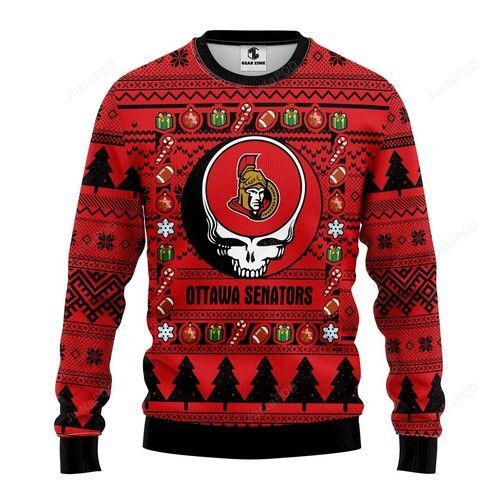 Nhl Ottawa Senators Grateful Dead Ugly Christmas Sweater Nhl Ottawa Senators Grateful Dead Ugly Christmas Sweater
