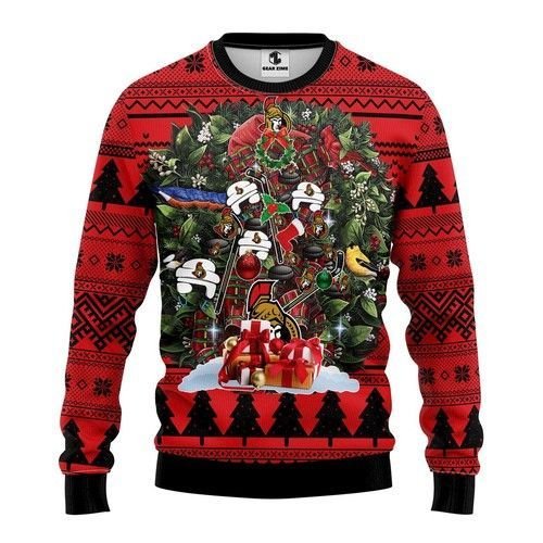 Nhl Ottawa Senators Tree Christmas Ugly Christmas Sweater Nhl Ottawa Senators Tree Christmas Ugly Christmas Sweater