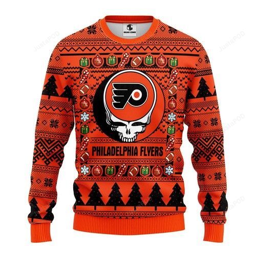 Nhl Philadelphia Flyers Grateful Dead Ugly Christmas Sweater Nhl Philadelphia Flyers Grateful Dead Ugly Christmas Sweater