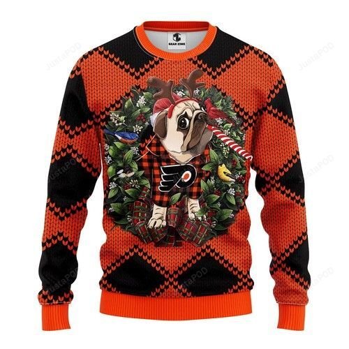Nhl Philadelphia Flyers Pug Dog Ugly Christmas Sweater Nhl Philadelphia Flyers Pug Dog Ugly Christmas Sweater