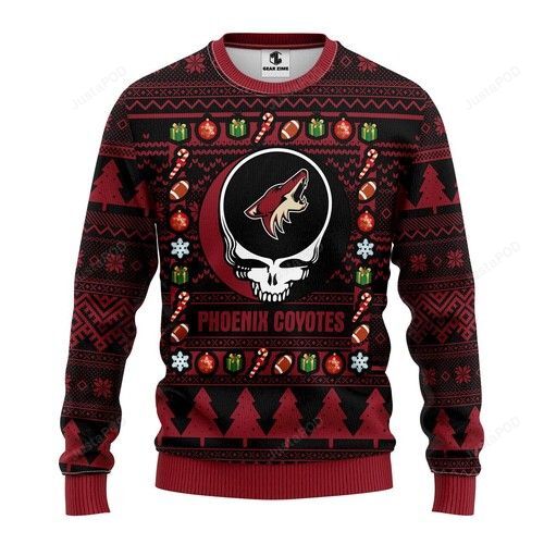 Nhl Phoenix Coyotes Grateful Dead Ugly Christmas Sweater Nhl Phoenix Coyotes Grateful Dead Ugly Christmas Sweater