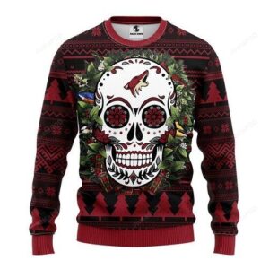 Nhl Phoenix Coyotes Skull Flower Ugly Christmas Sweater