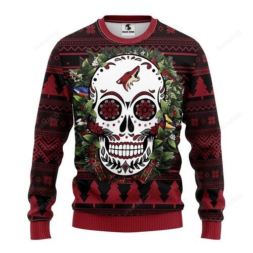Nhl Phoenix Coyotes Skull Flower Ugly Christmas Sweater Nhl Phoenix Coyotes Skull Flower Ugly Christmas Sweater
