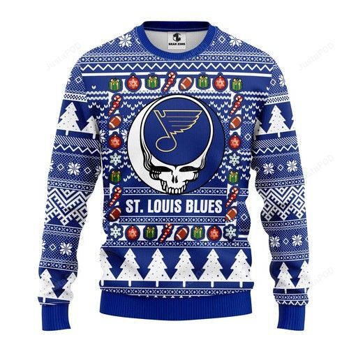 Nhl St. Louis Blues Grateful Dead Ugly Christmas Sweater Nhl St. Louis Blues Grateful Dead Ugly Christmas Sweater