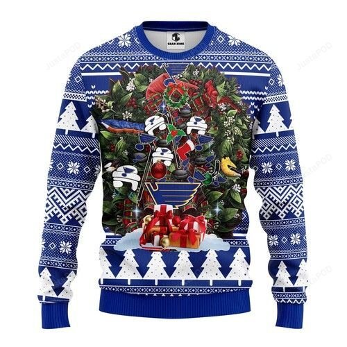 Nhl St. Louis Blues Tree Christmas Ugly Christmas Sweater Nhl St. Louis Blues Tree Christmas Ugly Christmas Sweater