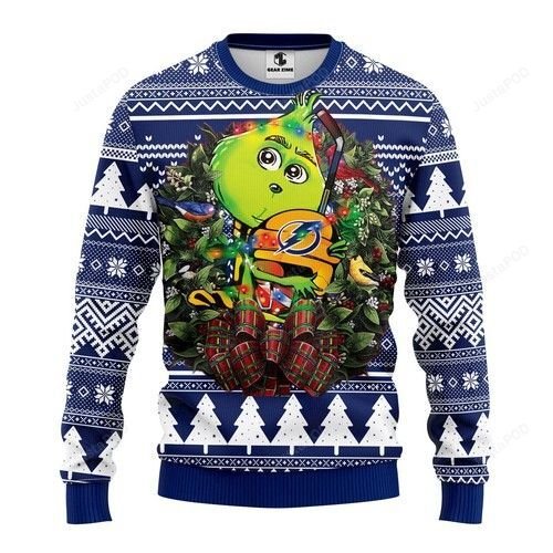 Nhl Tampa Bay Lightning Grinch Hug Ugly Christmas Sweater Nhl Tampa Bay Lightning Grinch Hug Ugly Christmas Sweater