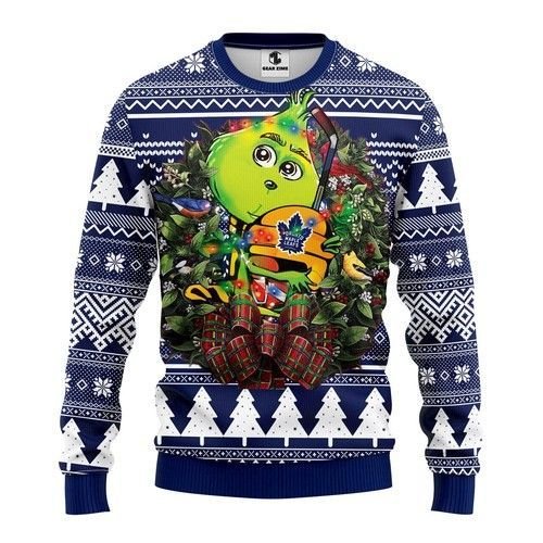 Nhl Toronto Maple Leafs Grinch Hug Ugly Christmas Sweater Nhl Toronto Maple Leafs Grinch Hug Ugly Christmas Sweater