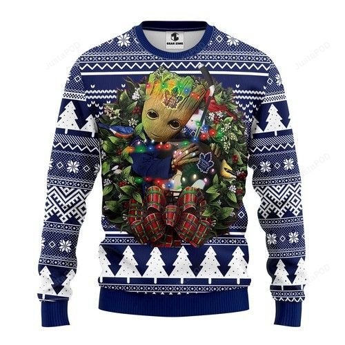Nhl Toronto Maple Leafs Groot Hug Ugly Christmas Sweater Nhl Toronto Maple Leafs Groot Hug Ugly Christmas Sweater