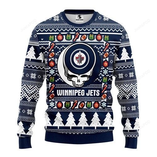Nhl Winnipeg Jets Grateful Dead Ugly Christmas Sweater Nhl Winnipeg Jets Grateful Dead Ugly Christmas Sweater
