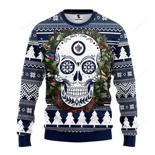 Nhl Winnipeg Jets Skull Flower Ugly Christmas Sweater Nhl Winnipeg Jets Skull Flower Ugly Christmas Sweater