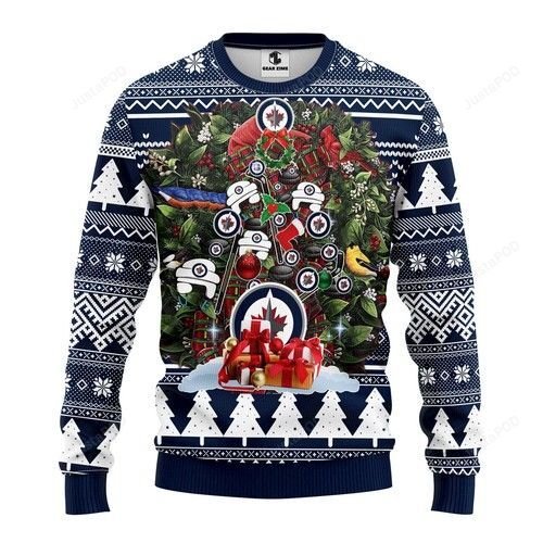 Nhl Winnipeg Jets Tree Christmas Ugly Christmas Sweater Nhl Winnipeg Jets Tree Christmas Ugly Christmas Sweater
