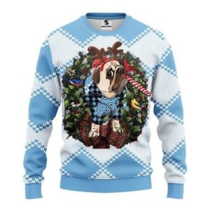 North Carolina Tar Heels Pug Dog Ugly Christmas Sweater