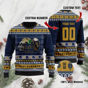 Notre Dame Fighting Irish Custom Name & Number Personalized Ugly Christmas Sweater