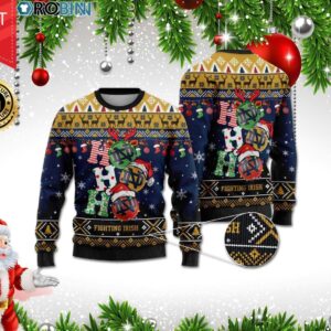 Notre Dame Fighting Irish Ho Ho Ho 3D Print Christmas Wool Sweater