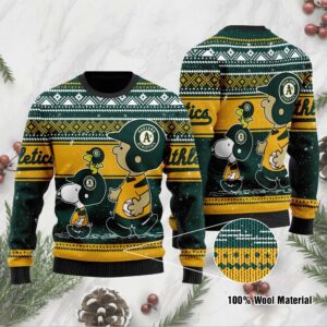 Oakland Athletics Charlie Brown Snoopy Wear Football Jersey Ugly Christmas Sweater