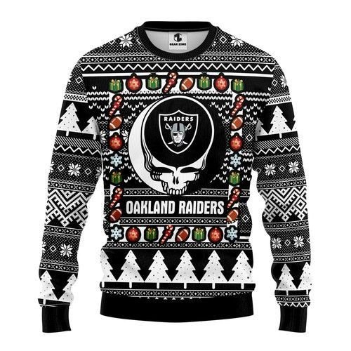 Oakland Raiders Grateful Dead Ugly Christmas Sweater Oakland Raiders Grateful Dead Ugly Christmas Sweater