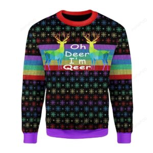 Oh Deer I’m Qeer LGBT Ugly Christmas Sweater