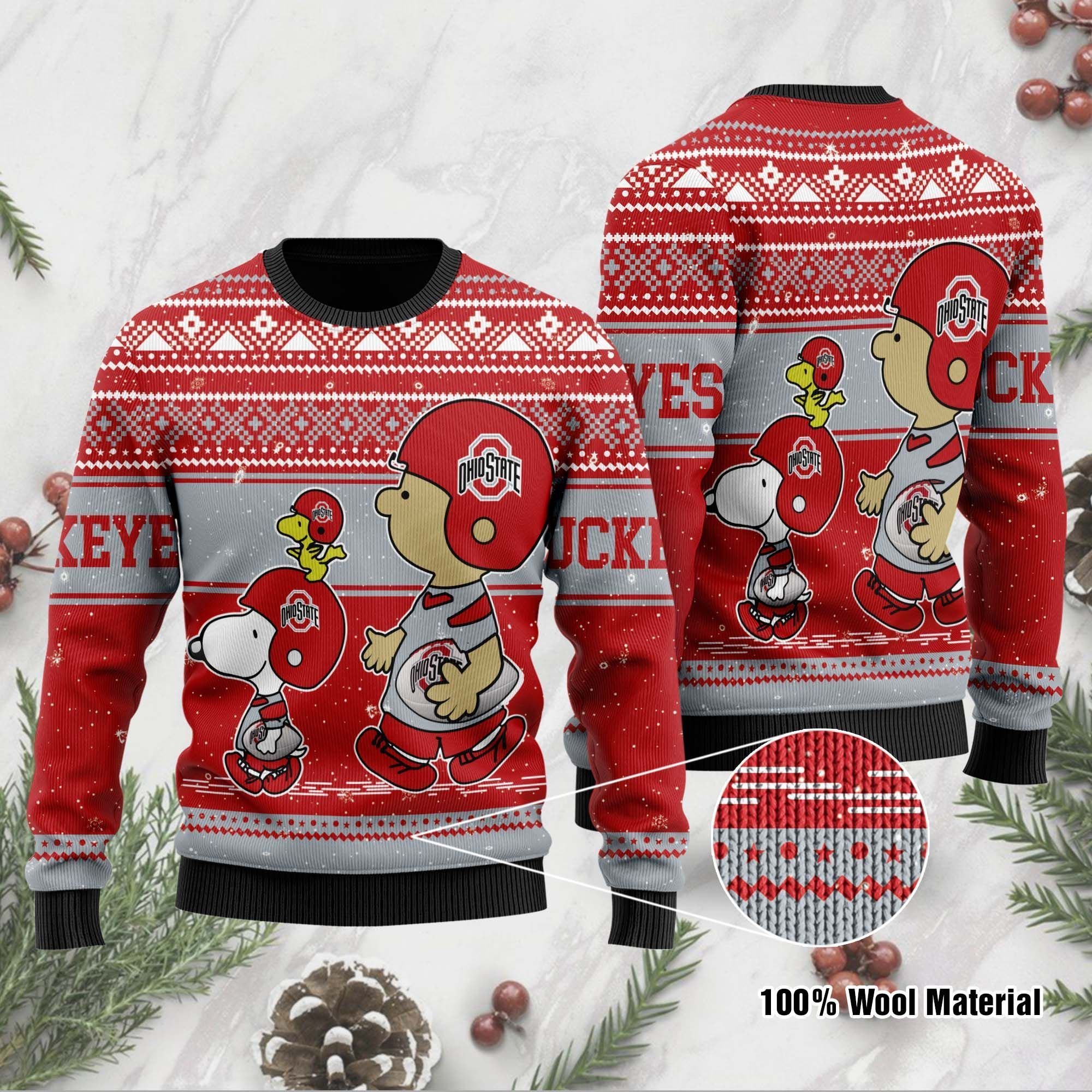 Ohio State Buckeyes Charlie Brown Snoopy Wear Football Jersey Ugly Christmas Sweater Ohio State Buckeyes Charlie Brown Snoopy Wear Football Jersey Ugly Christmas Sweater