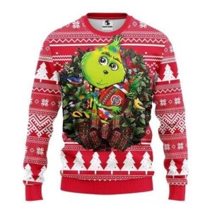 Ohio State Buckeyes Grinch Hug Ugly Christmas Sweater