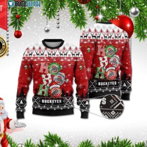Ohio State Buckeyes Ho Ho Ho 3D Print Christmas Wool Sweater