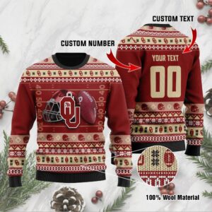 Oklahoma Sooners Custom Name & Number Personalized Ugly Christmas Sweater