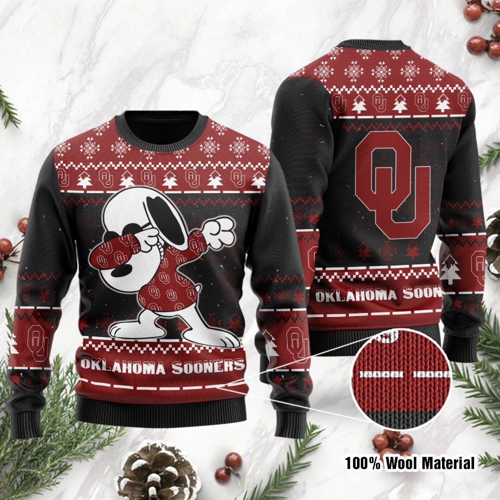 Oklahoma Sooners Snoopy Dabbing Ugly Christmas Sweater Oklahoma Sooners Snoopy Dabbing Ugly Christmas Sweater