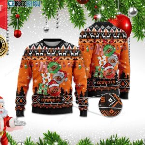 Oklahoma State Cowboys Ho Ho Ho 3D Print Christmas Wool Sweater