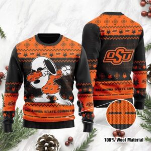 Oklahoma State Cowboys Snoopy Dabbing Ugly Christmas Sweater