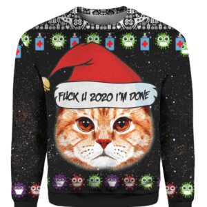 Orange Tabby Cat And Fuck You Ugly Christmas Sweater