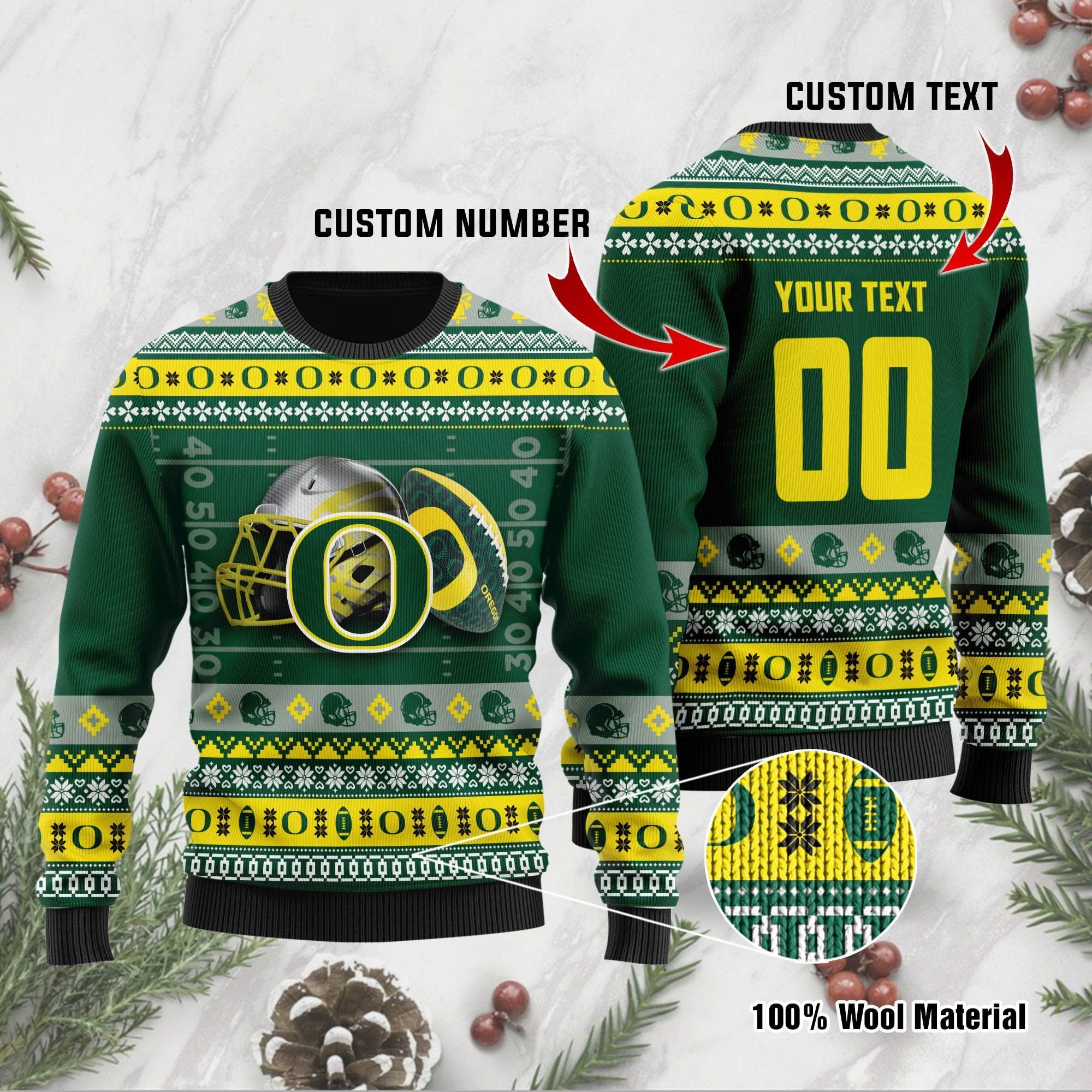 Oregon Ducks Custom Name & Number Personalized Ugly Christmas Sweater Oregon Ducks Custom Name & Number Personalized Ugly Christmas Sweater