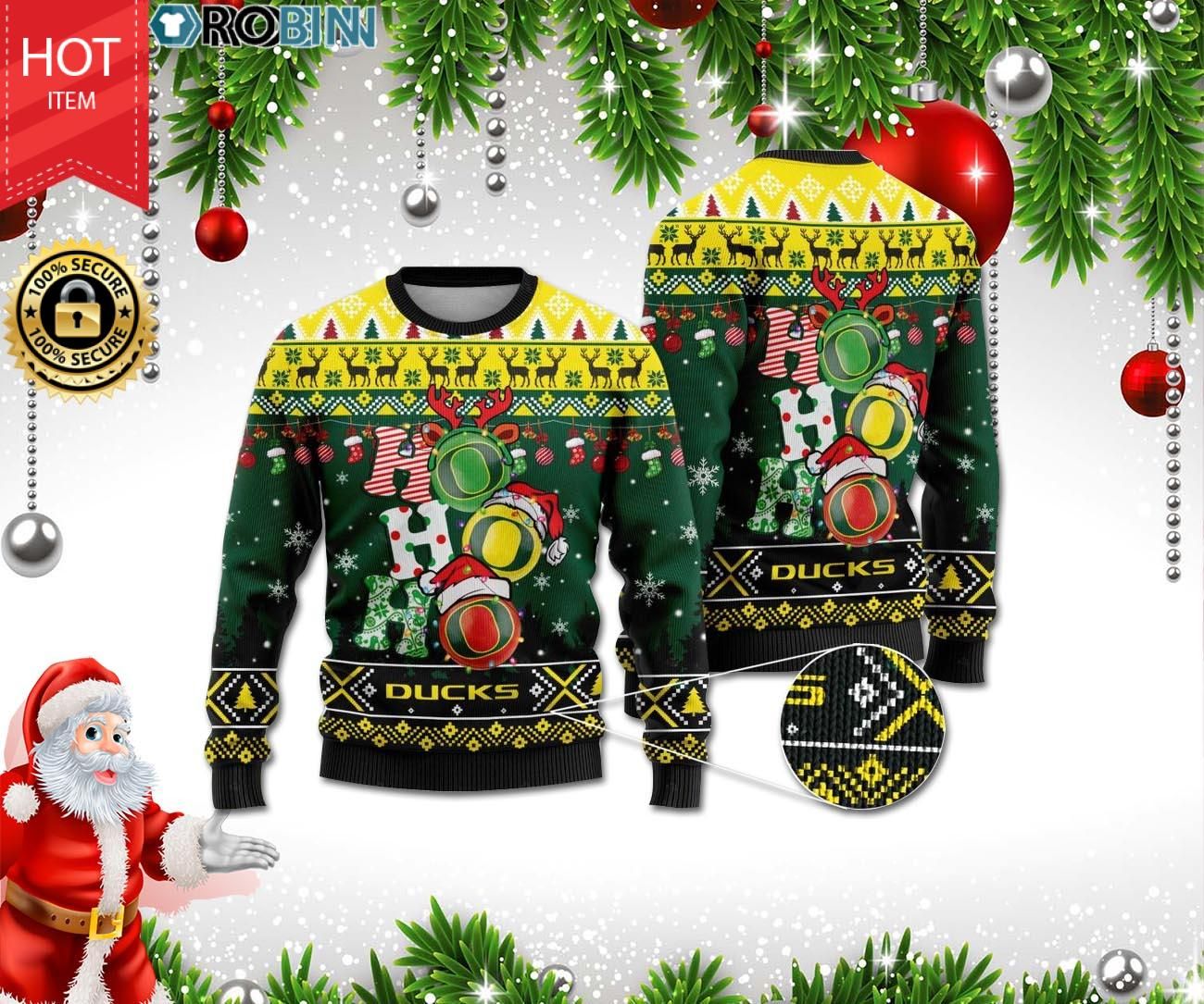 Oregon Ducks Ho Ho Ho Ugly Christmas Sweater Oregon Ducks Ho Ho Ho Ugly Christmas Sweater