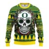 Oregon Ducks Skull Flower For Unisex Ugly Christmas Sweater