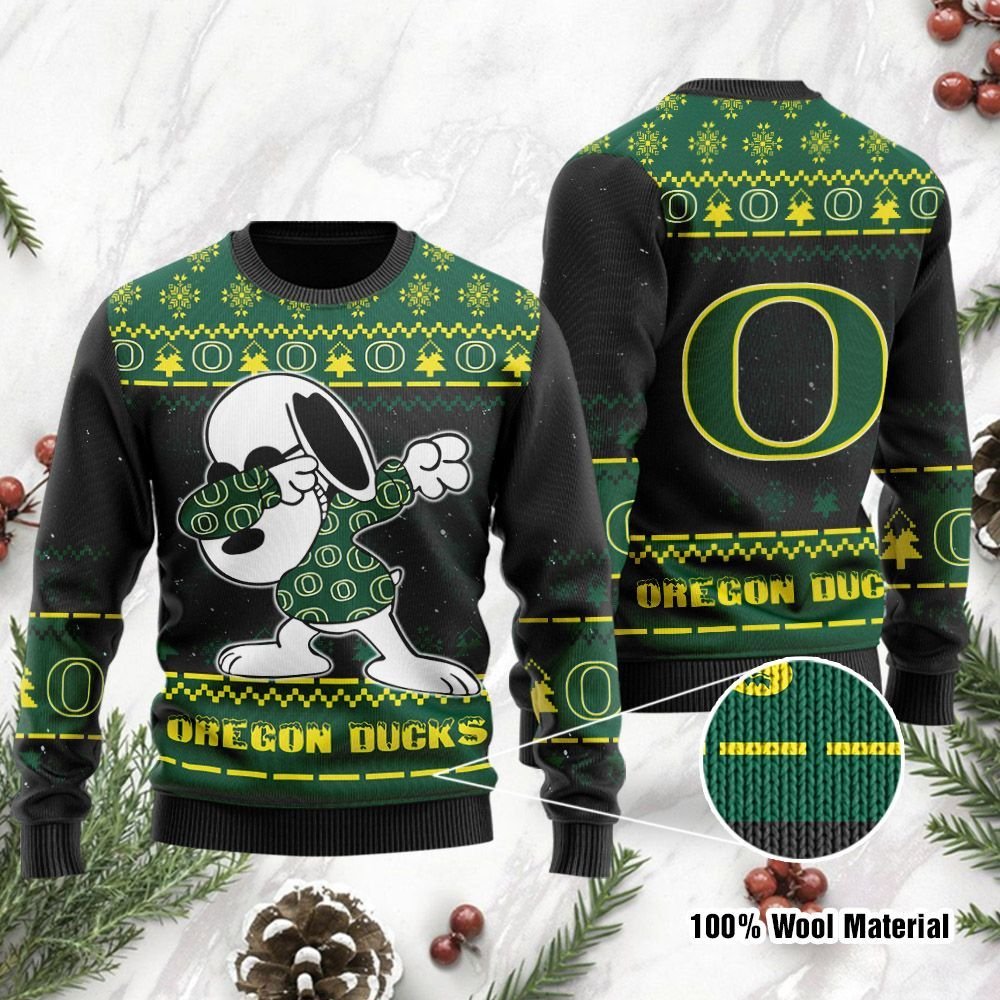 Oregon Ducks Snoopy Dabbing Holiday Party Ugly Christmas Sweater Oregon Ducks Snoopy Dabbing Holiday Party Ugly Christmas Sweater