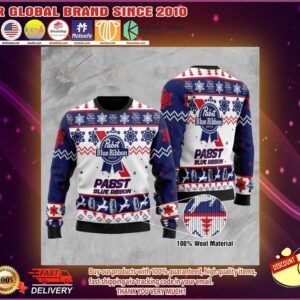 Pabst blue ribbon beer ugly Christmas sweater